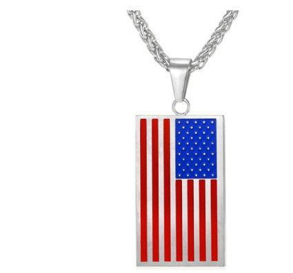 316L stainless steel military flag necklace