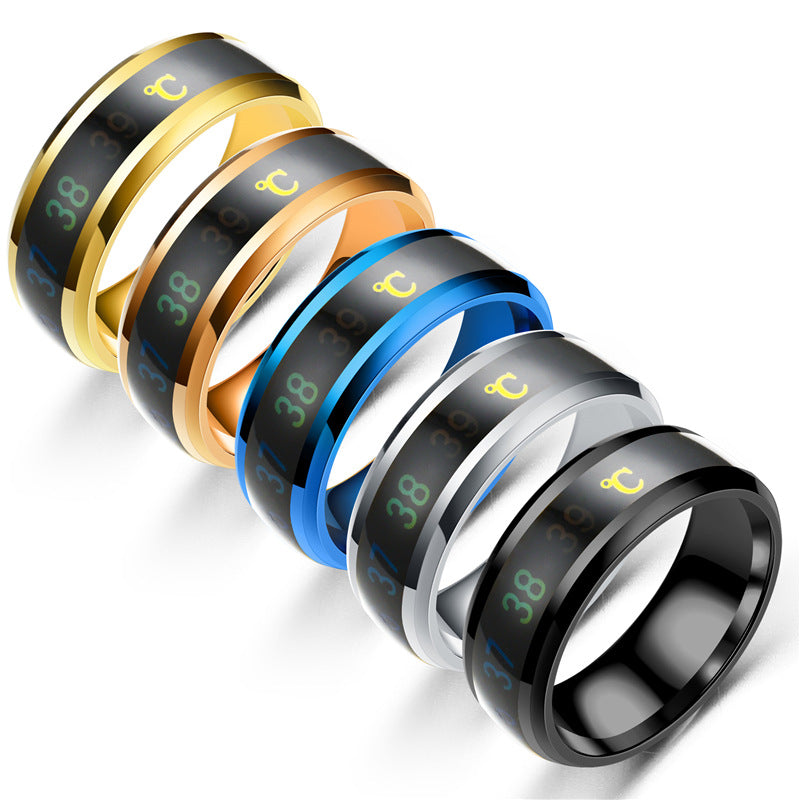 Anillo de pareja con temperatura inteligente, nuevo, de moda, anillo con indicador de temperatura del estado de ánimo