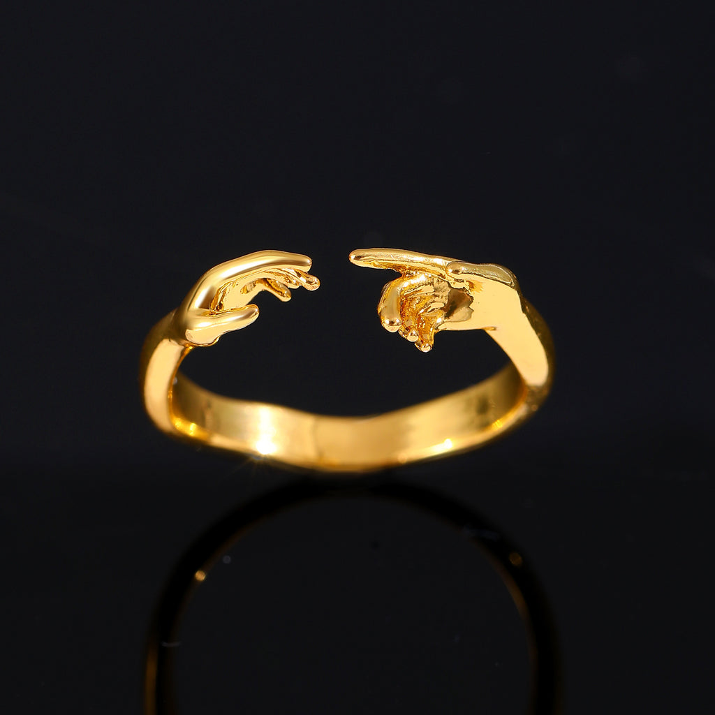 Anillos Abiertos Ajustables de Dos Manos Anillo de Moda con Personalidad para Joyería de San Valentín