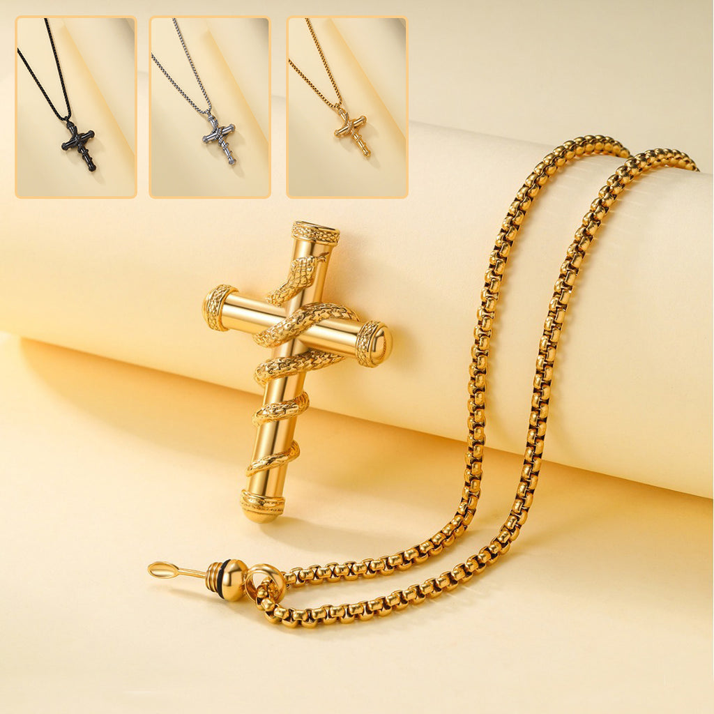 Collar de serpiente con cruz desmontable de oro de 18 quilates, cadena de clavícula de moda, collar conmemorativo para el Día de San Valentín
