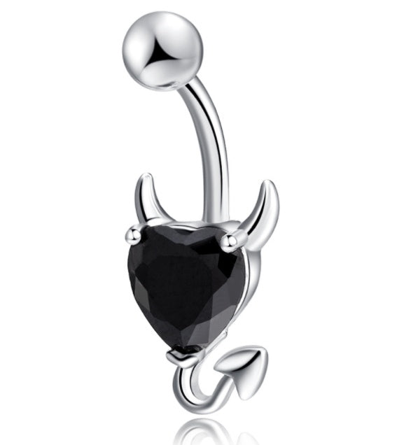 Anillo de vientre de cristal de circón de corazón para el ombligo, perforación de ombligo de acero inoxidable 316L, joyería corporal, piercing para ombligo