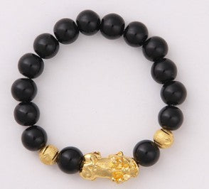 Obsidian 18K Gold Armband sechs mutige Wörter an der Hand und kleine Perlen Transport Geschenke Großhandel