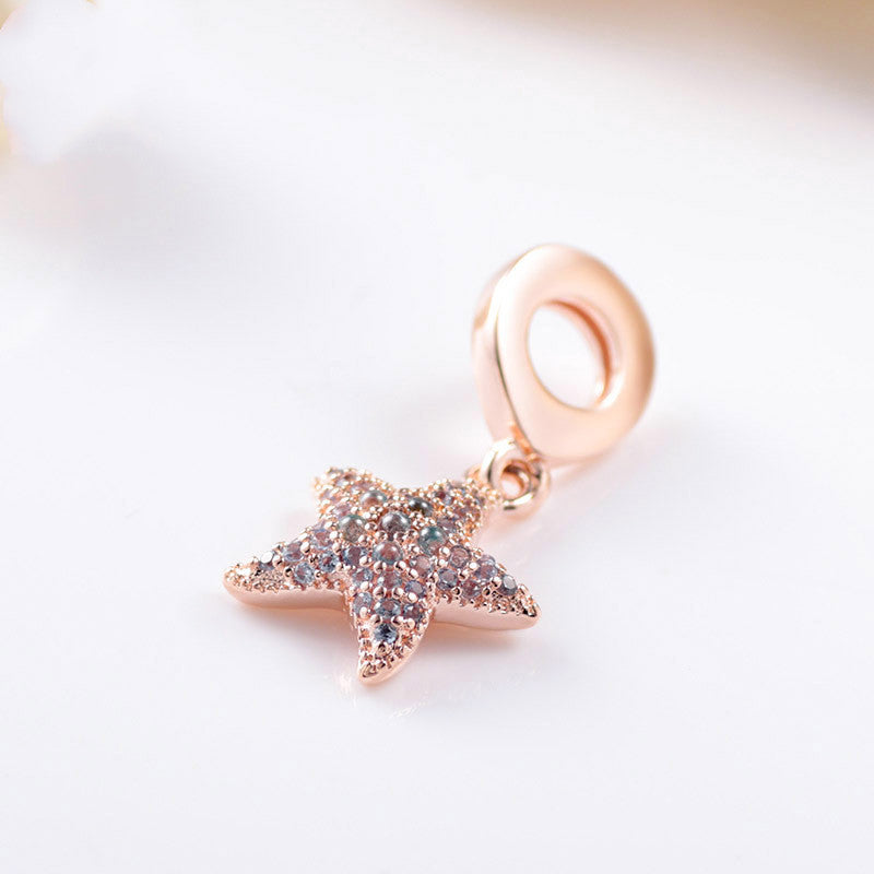 Funkelnder Seestern-Anhänger aus Roségold mit Zirkonia