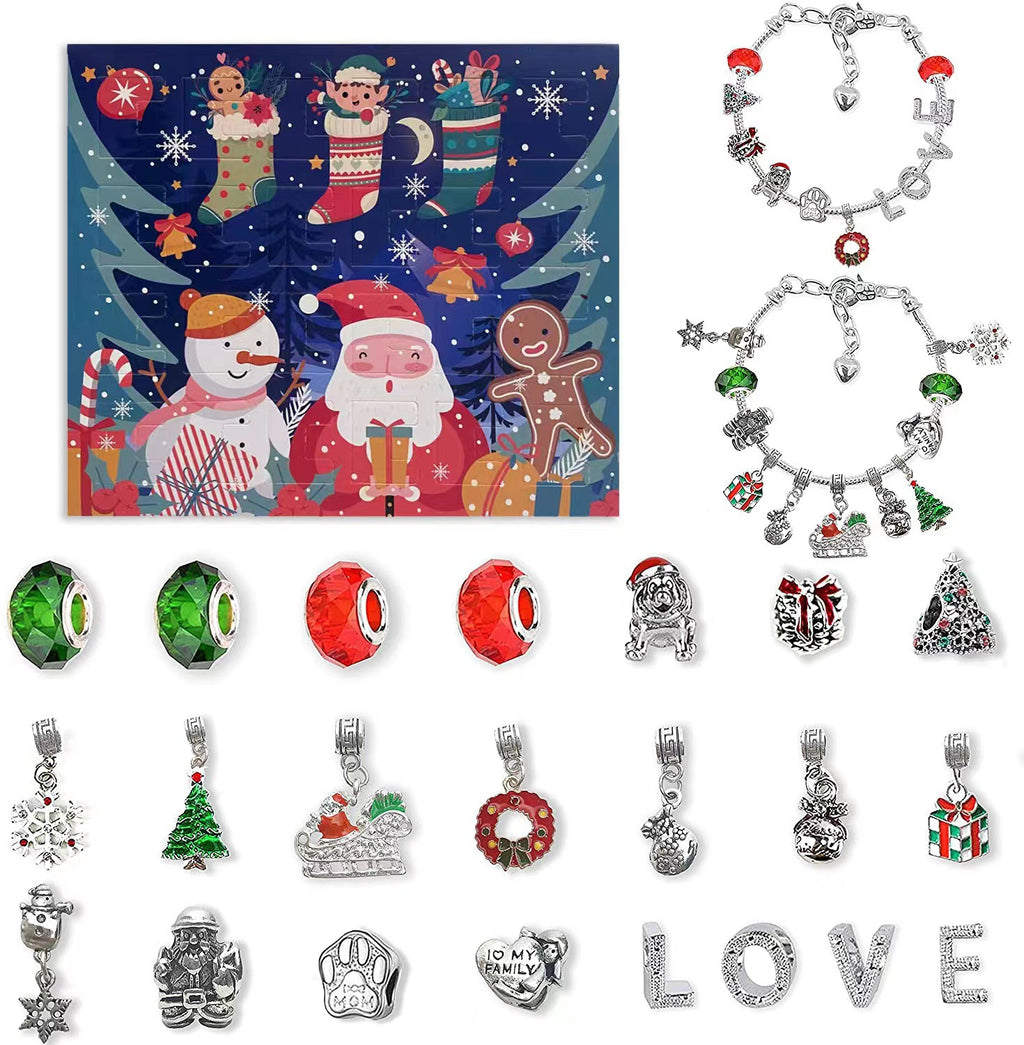 Weihnachts-Advents-24-Countdown-Kalender-Geschenkbox-Armband-Set
