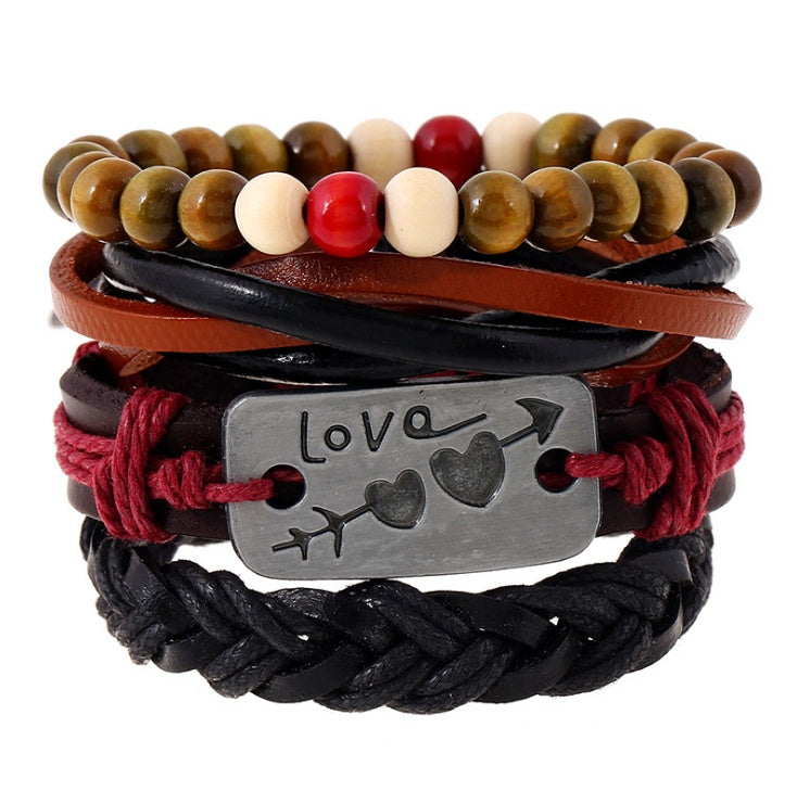Pulseras y brazaletes de cuero con cuentas de moda