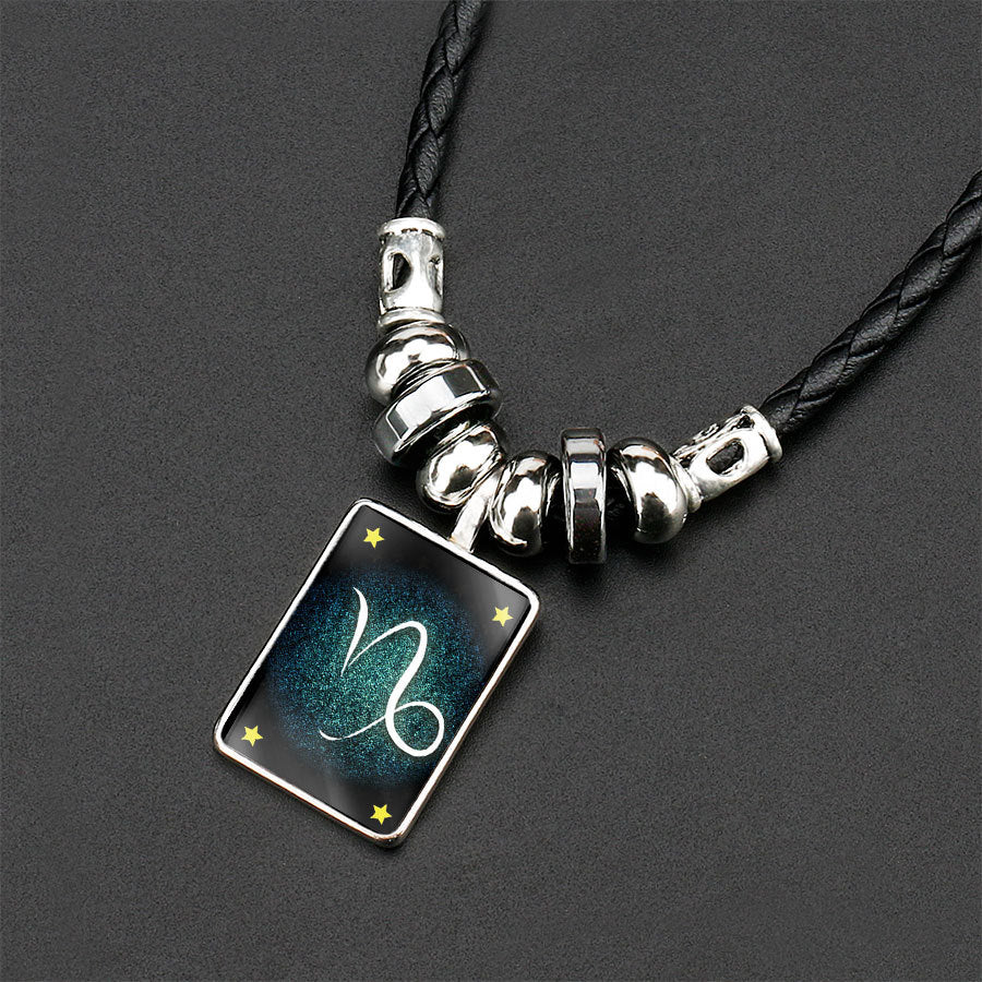 Obsidian Zodiac Couple Pendant Necklace