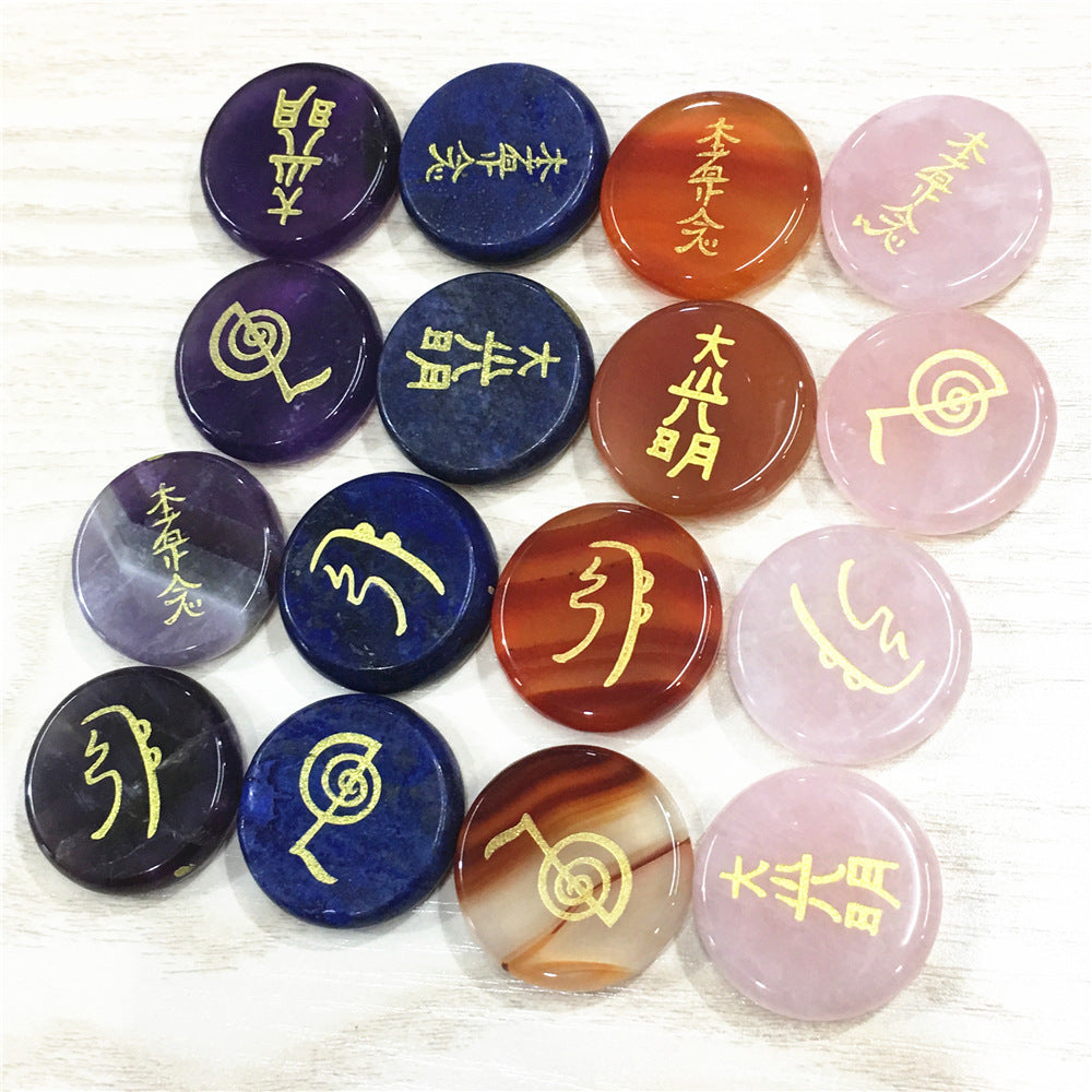 Vier Energiesymbole Natürlicher Kristallschmuck Japanische metaphysische Zaubersprüche
