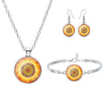 Mandala Flower Religious Time Gem Necklace Set