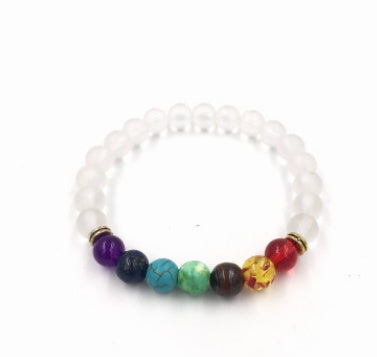 Pulsera de cuentas coloridas de ágata de roca fundida de 8 mm, piedra volcánica energética, chakras, con hilo elástico
