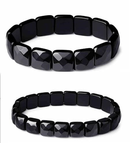 Men And Women Couple Natural Obsidian Bracelet
