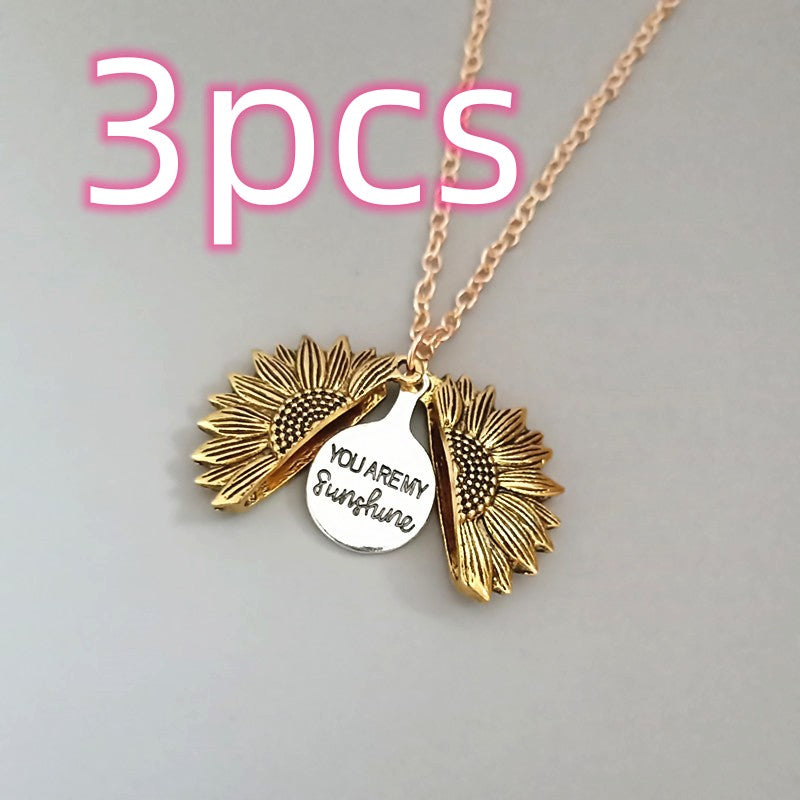 Sunflower Double Lettering Necklace