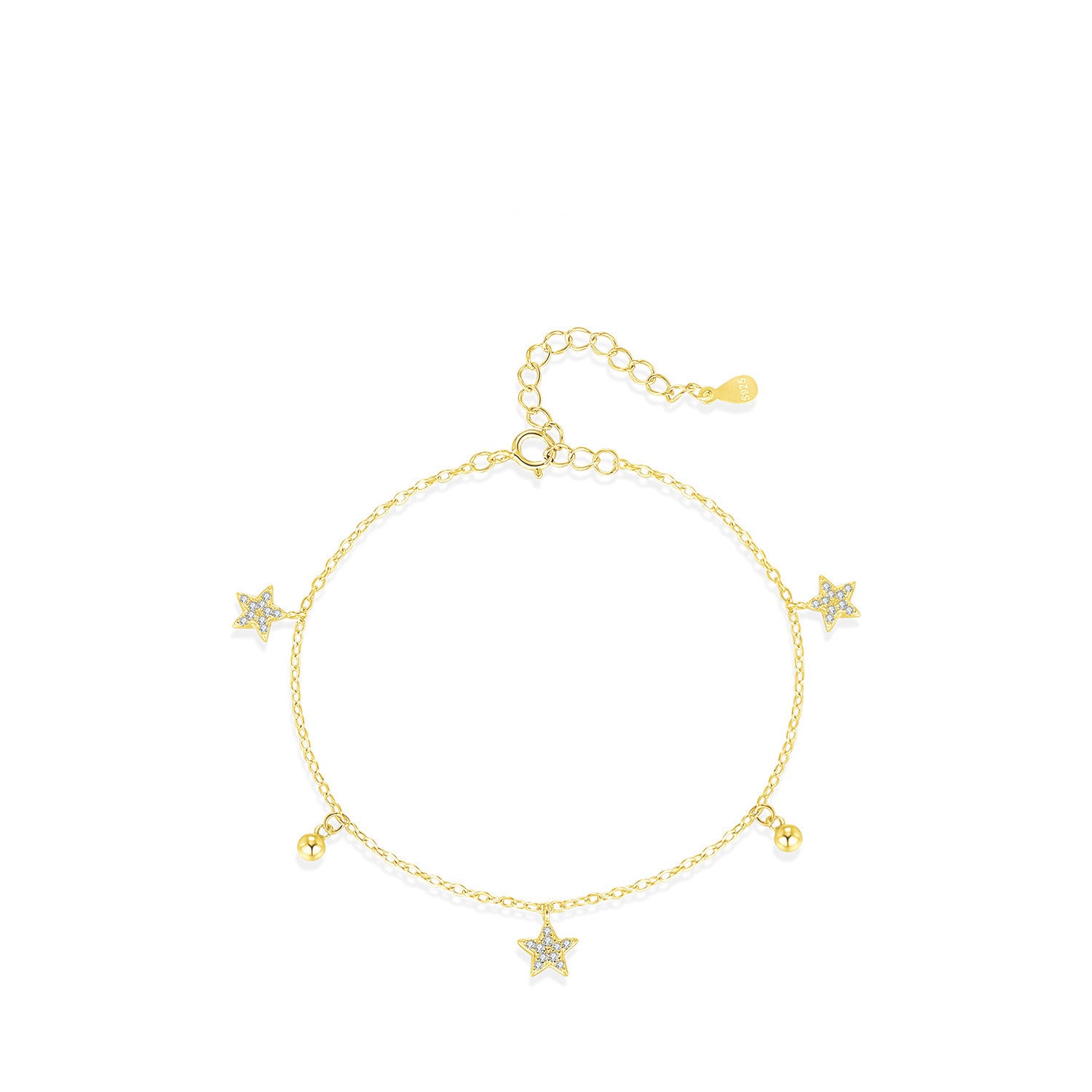 Chic Style Diamond Embedded Star Ball Pendant Bracelet