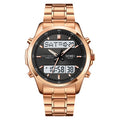 Reloj deportivo multifuncional para hombre con correa de acero y doble pantalla