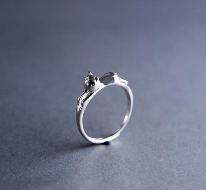 Niedliches Katzen-Schmuckset - Ring - Ohrringe - Halskette