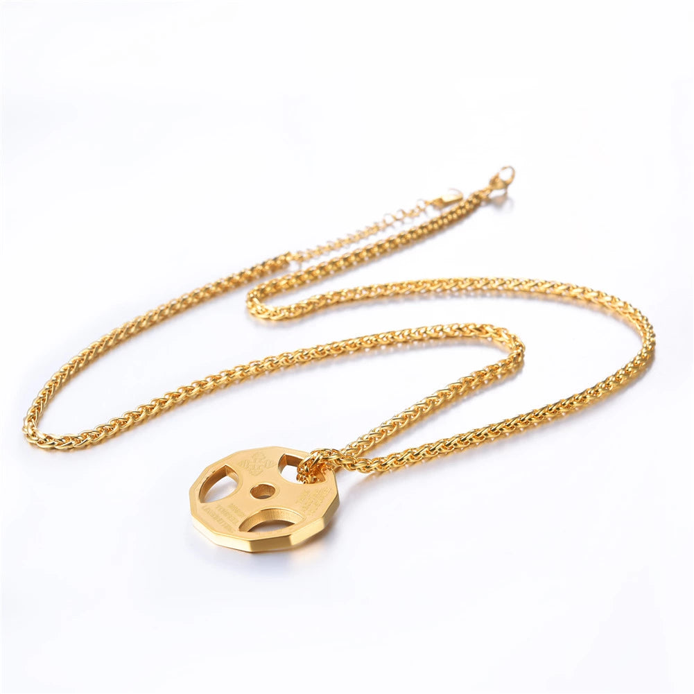 U7 Sport-Schmuck Edelstahl Herren Fitness Hantel Gym Halskette