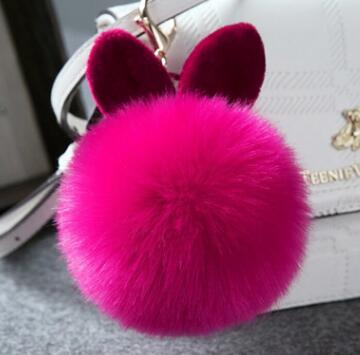 Colorful Bunny Fur Keychain