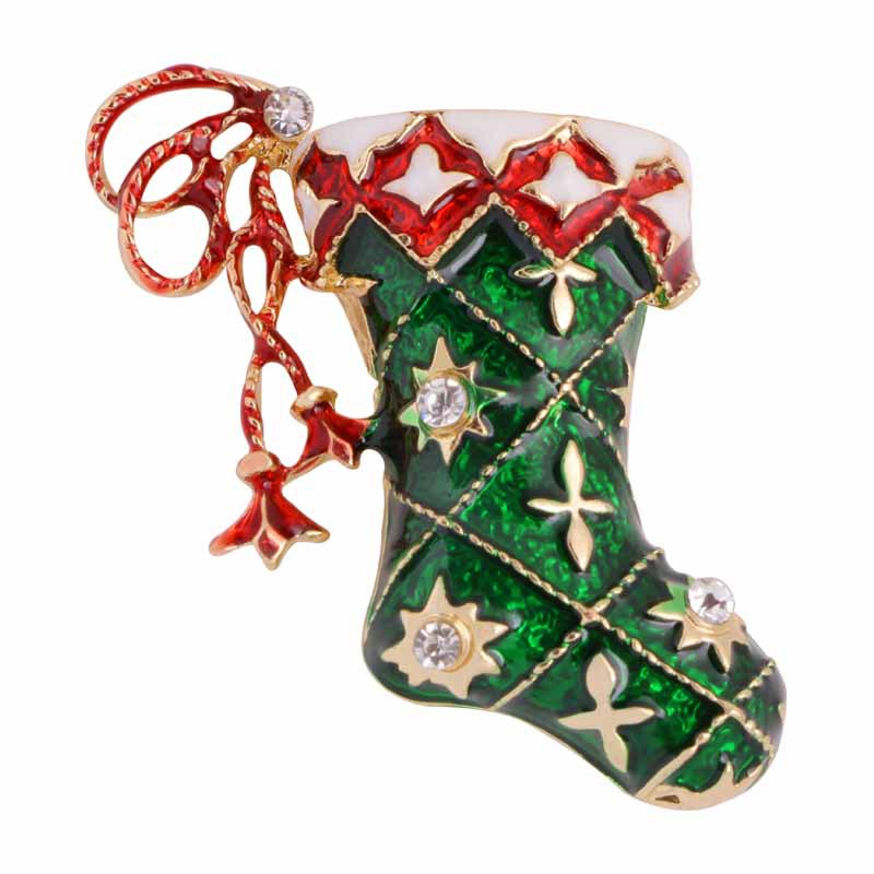 Weihnachtssockenbrosche
