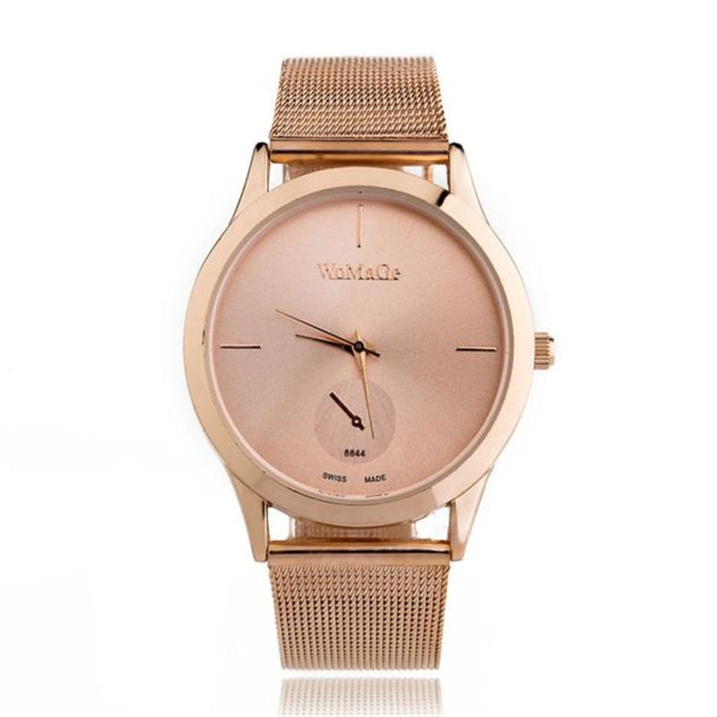 Reloj de aleación de moda con correa de malla, unisex, para mujer, estilo minimalista, de cuarzo, relogio feminino, saat, relojes para mujer