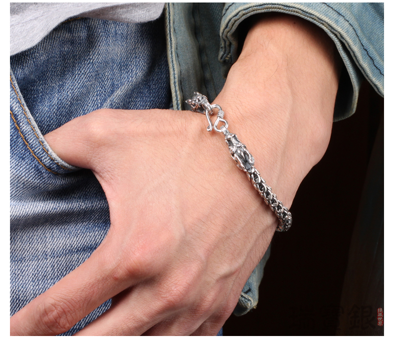 S925 Silber, kühnes, dominantes Herren-Hahnarmband