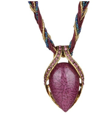 Vintage Bohemian Opal Crystal Necklace