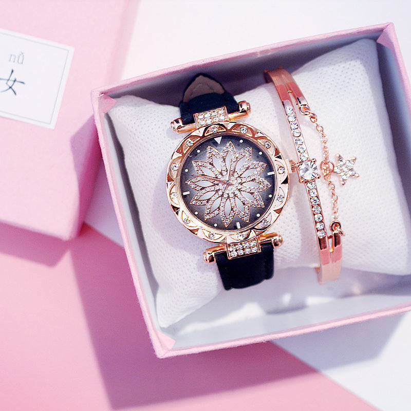 Reloj de cuarzo informal giratorio para mujer, estilo red