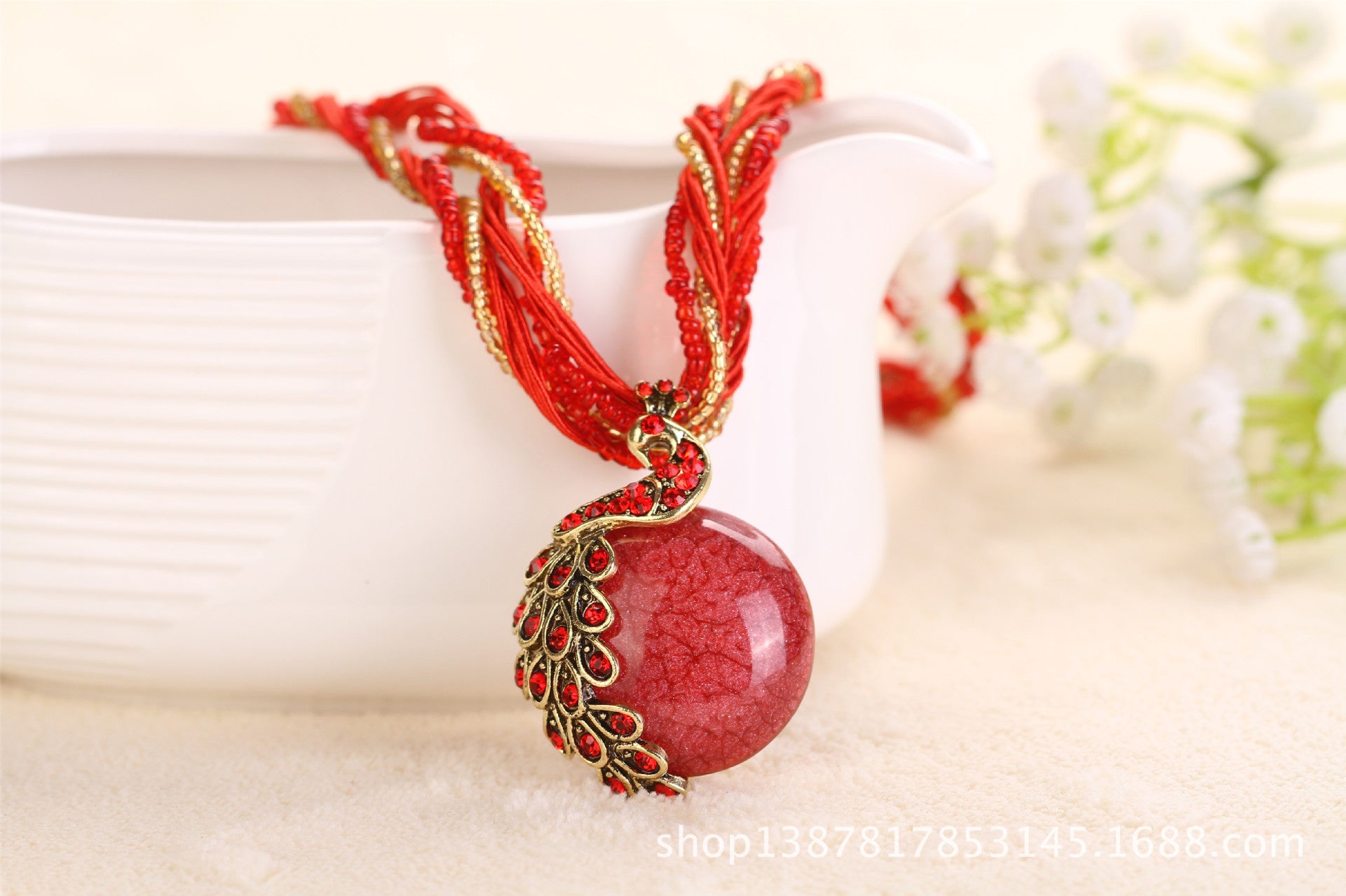 Ladies Ethnic StyleRrice Bead Woven Retro Necklace