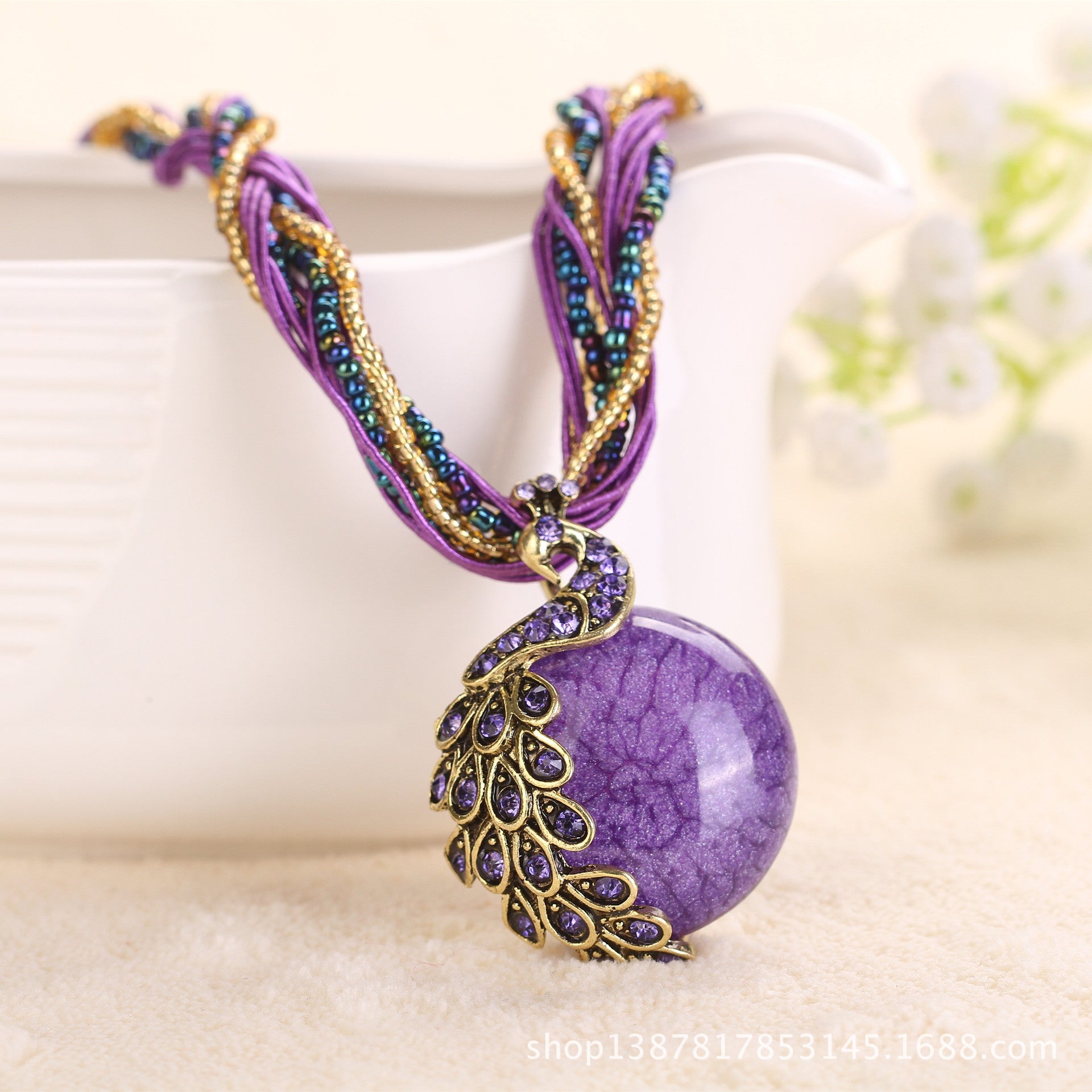 Ladies Ethnic StyleRrice Bead Woven Retro Necklace