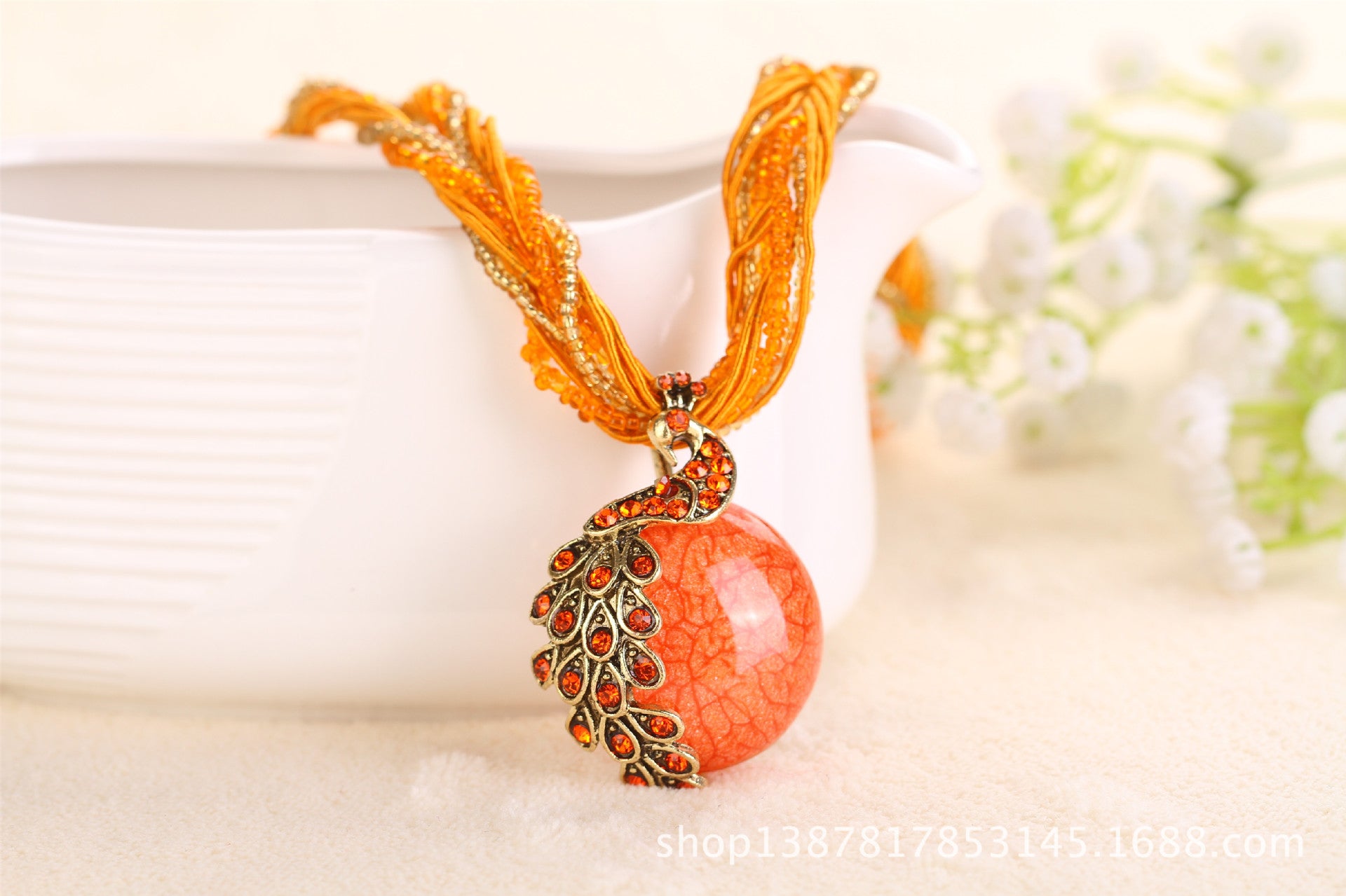 Ladies Ethnic StyleRrice Bead Woven Retro Necklace