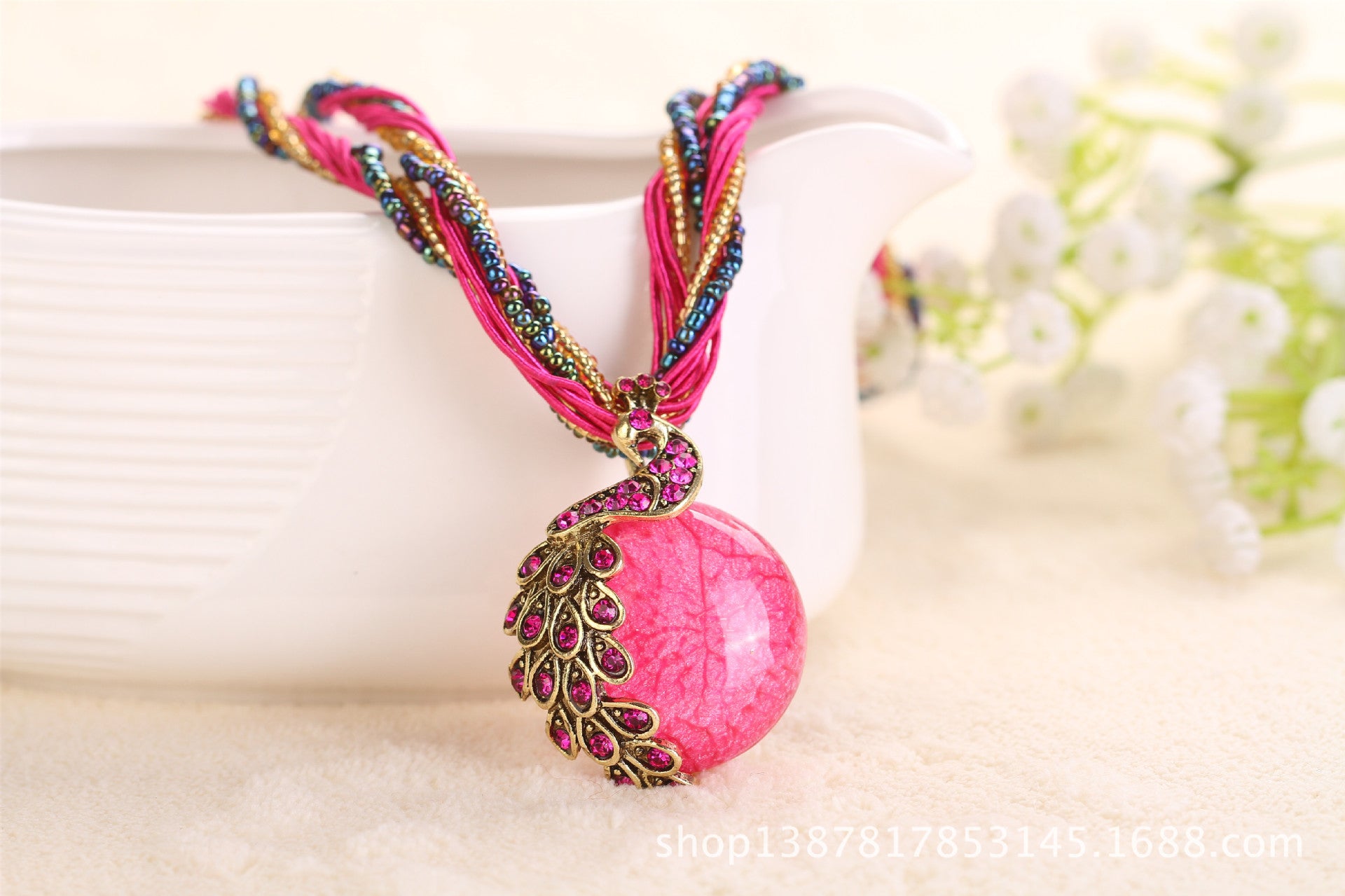 Ladies Ethnic StyleRrice Bead Woven Retro Necklace