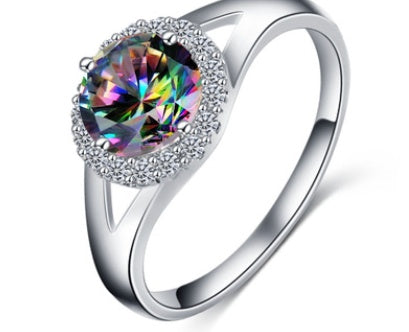 Glamouröses Regenbogen Mystisches Zirkonia-Schmuckset in Silberfarbe