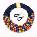 Afrikanische mehrschichtige Choker-Halsketten Ohrringe Schmucksets