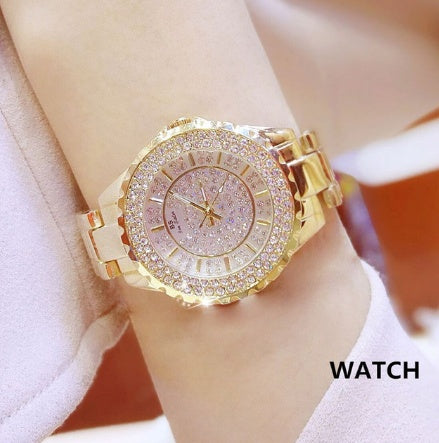 Nuevo y deslumbrante reloj de pulsera de mujer con esfera de estrellas, automático, no mecánico, moderno para estudiantes, resistente al agua.