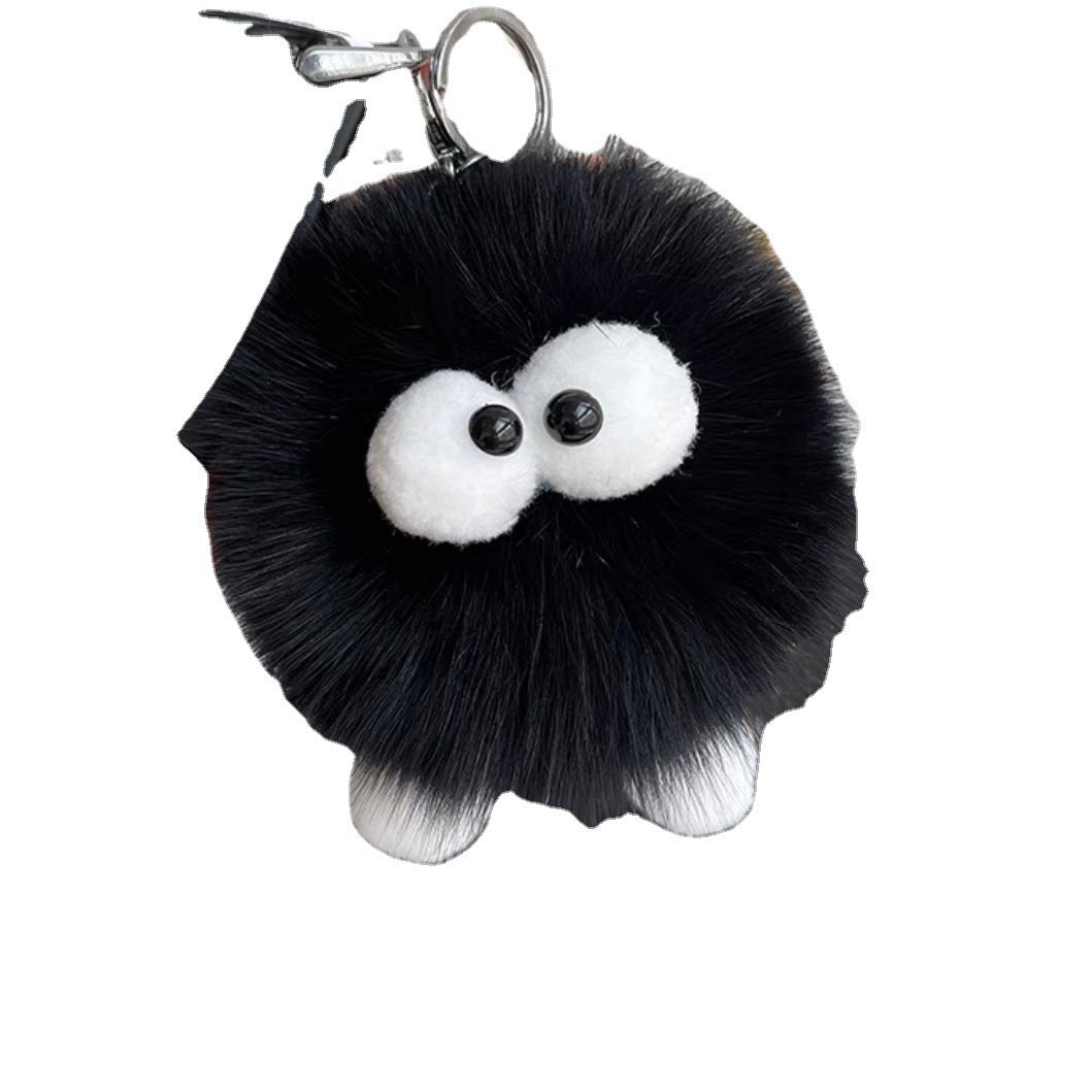 Colgante de llavero para coche de piel de zorro pequeño con forma de briqueta
