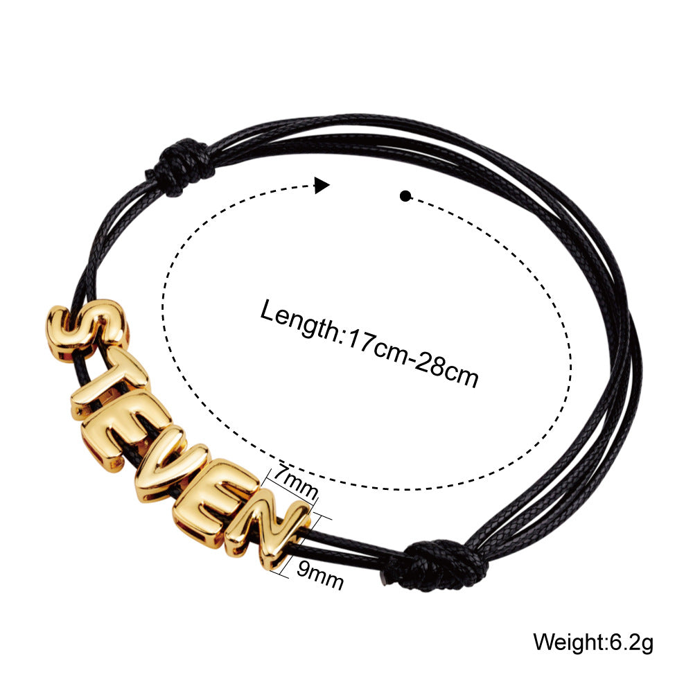 Letter Stretchable Bracelet 26 English Combination Wax Rope Bracelet