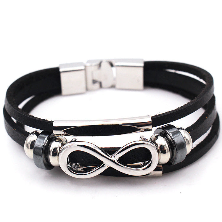 PH18 Direktvertrieb Europa und den Vereinigten Staaten neutralen nicht-Mainstream-Leder-Retro-Herren-Lederarmband Armband 8 Wort unbegrenztes Symbol