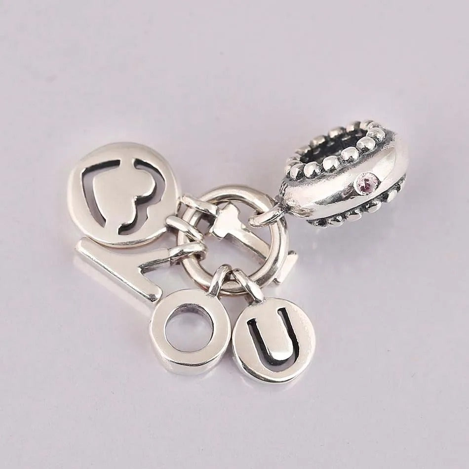 S925 Silberarmband Ich liebe dich Englischer Anhänger