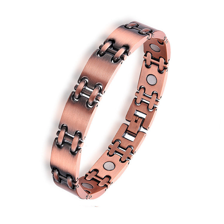 Retro Red Copper Men's Magnetic Therapy Bracelet