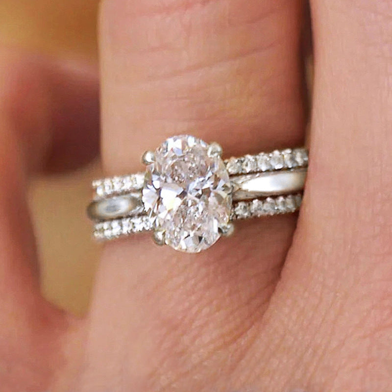 Vier-Krappen-Ring-Set, drei Ringe, oval, für Damen