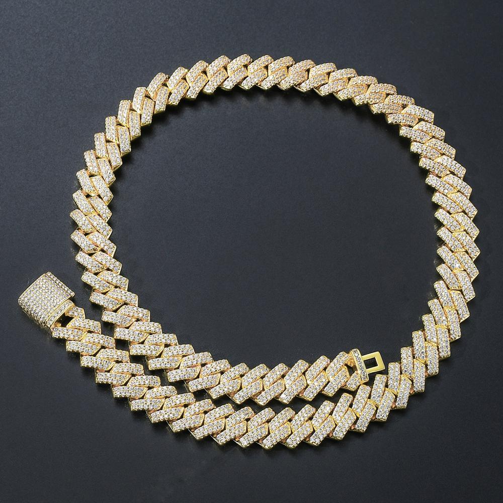 Herren Bar Cuban Halskette Hiphop Kupfer Set Zirkon Halskette