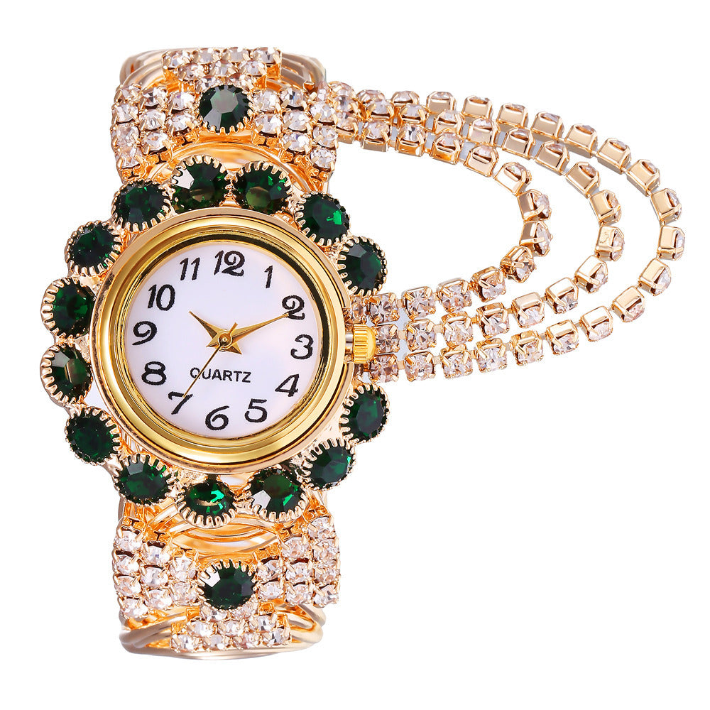 Reloj de cuarzo de cadena con garra de diamante para mujer, versátil