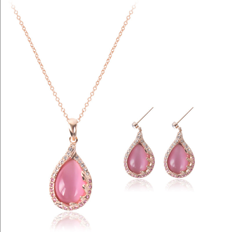 neue Mode europäische und amerikanische Braut Halskette Ohrringe zwei Sets Damen Kristallschmuck-Set