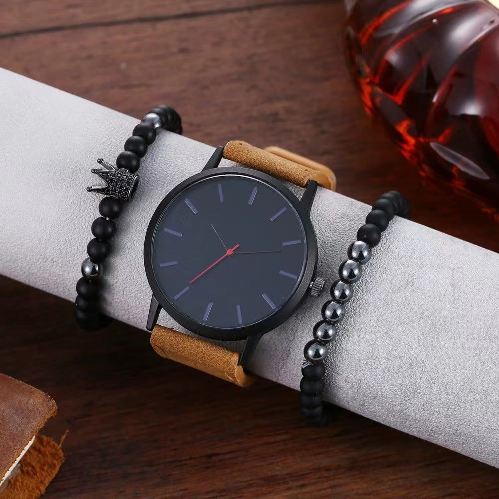Große Zifferblatt Herren Casual Simple Waage Mattiertes Armband Quarzuhr Krone Armband
