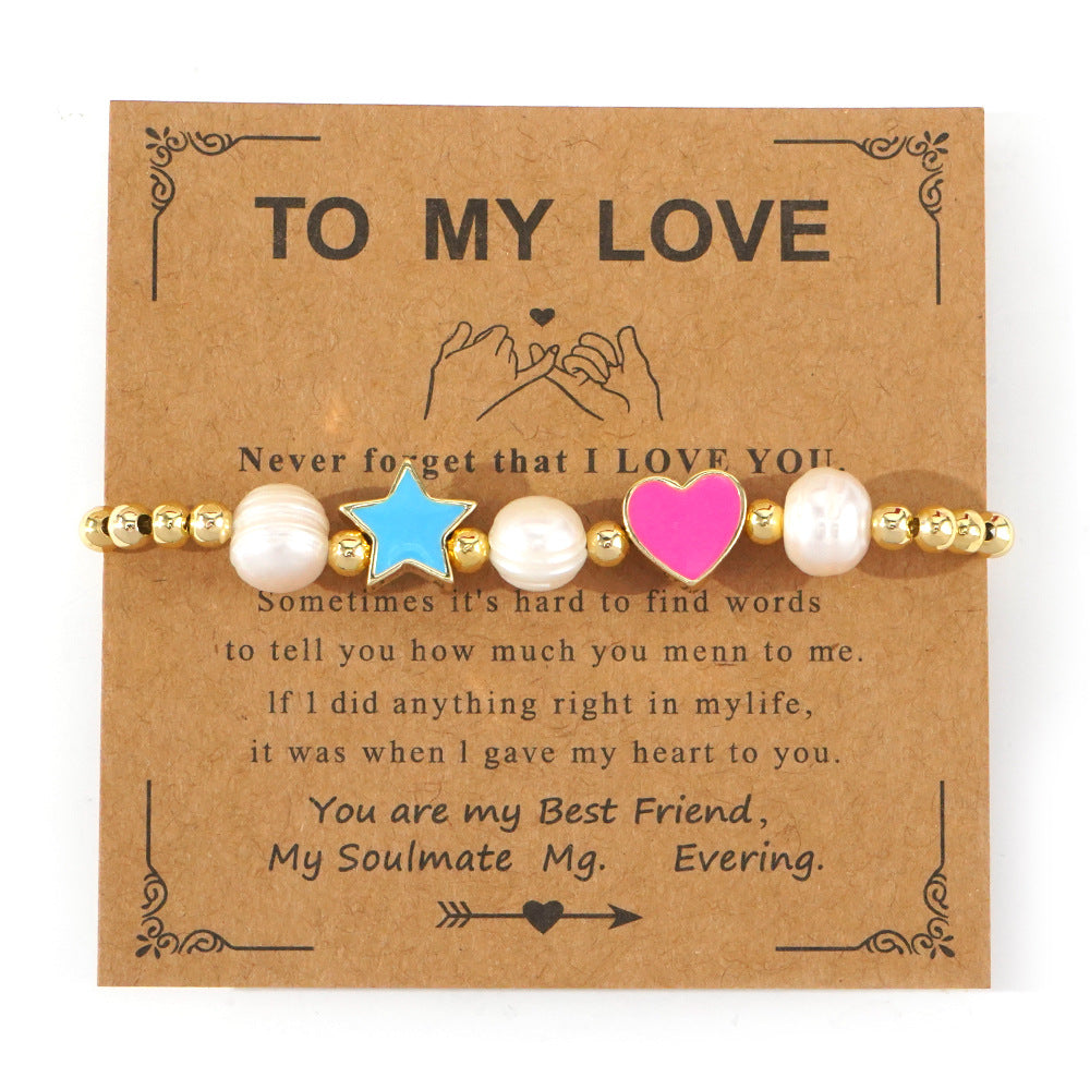 Copper Oil Drop Peach Heart Couple Bracelet Valentine's Day