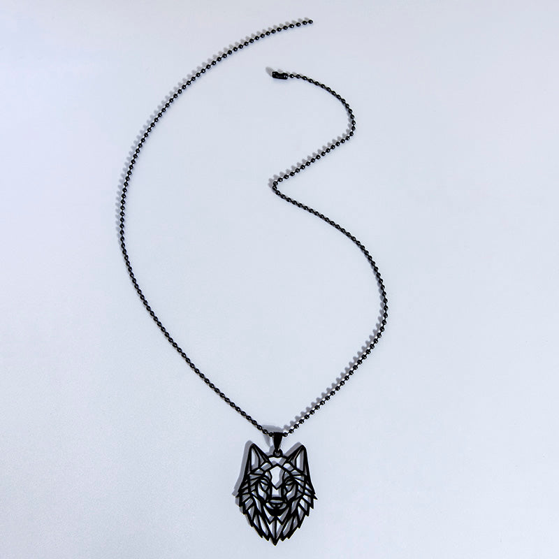 Halskette mit Wolfskopf-Anhänger aus Edelstahl für Herren Tierschmuck