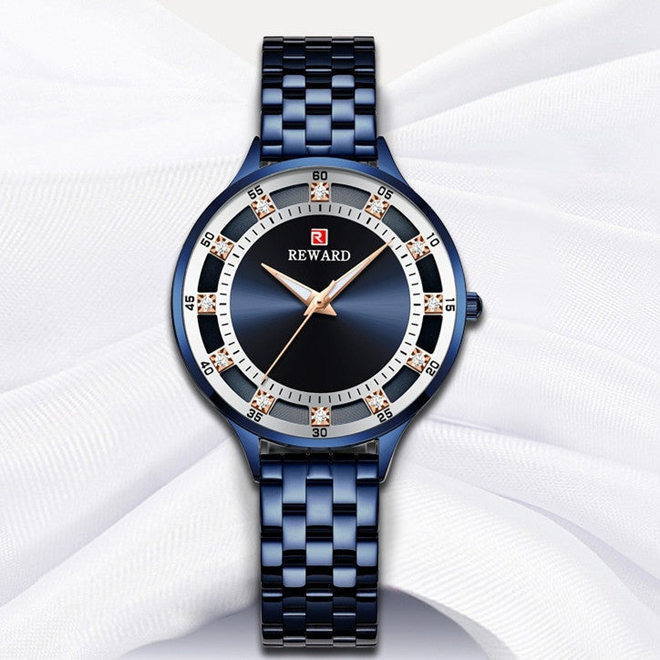 Reloj de Cuarzo de Moda con Correa de Acero, Diamantes, para Mujer, Resistente al Agua