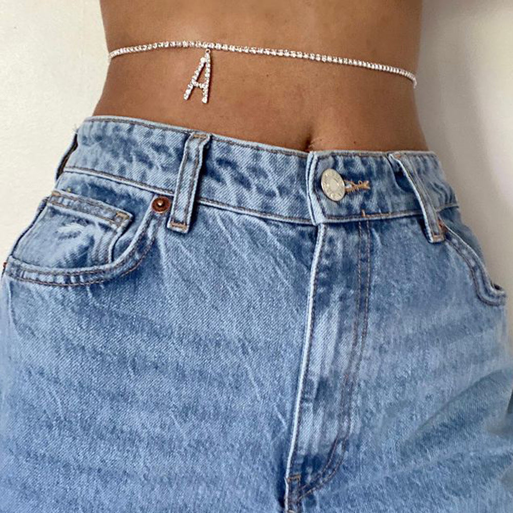 Cadena de cintura de diamantes de imitación brillante para discoteca de mujer