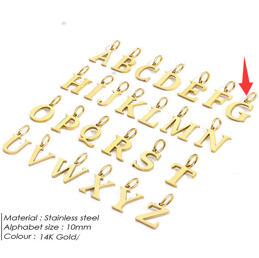 26-letter Hanging Stainless Steel Letter Necklace