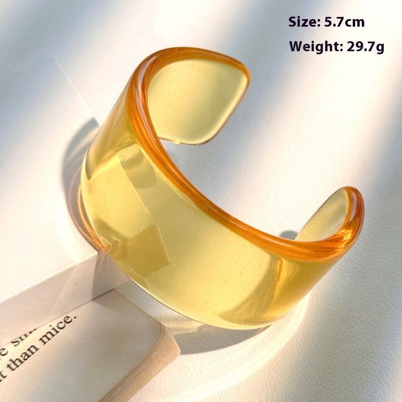 Armreif aus Harz, offen, transparent, geometrisch, braun, für Damen