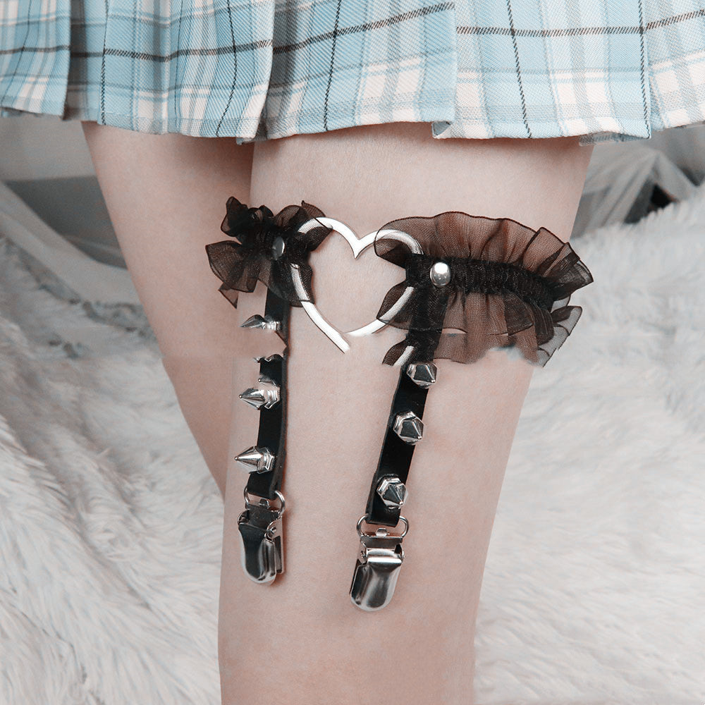 Anillo de pierna de cuero con pentagrama personalizado para bondage