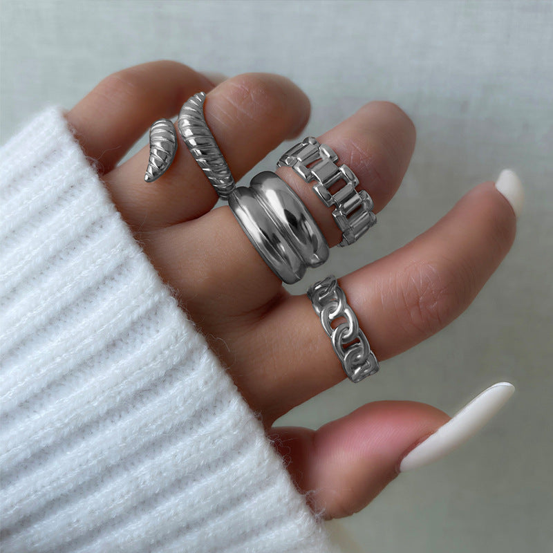 Anillos nudilleros de serpiente chapados en oro estilo vintage, juego de 4 piezas para mujer